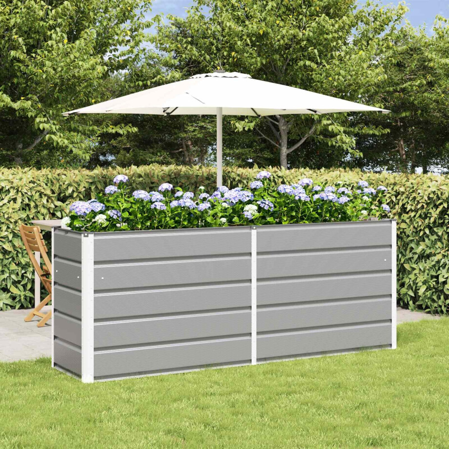 vidaXL Plantenbak Lichtgrijs 195 x 50 x 75 cm Gegalvaniseerd staal afbeelding 1