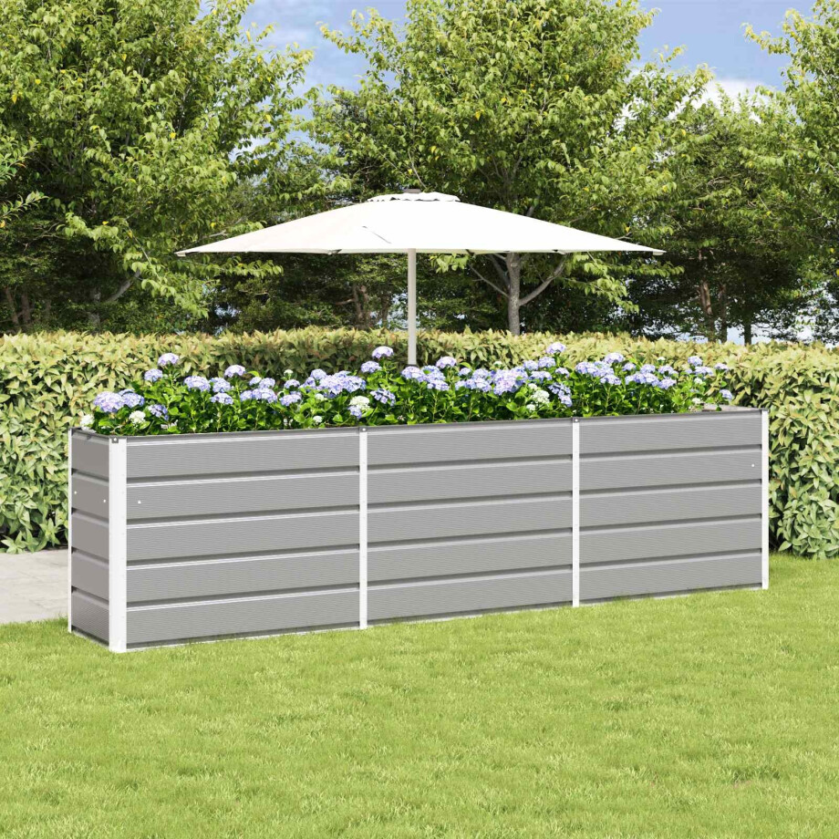 vidaXL Plantenbak Lichtgrijs 290 x 50 x 75 cm Gegalvaniseerd staal afbeelding 1