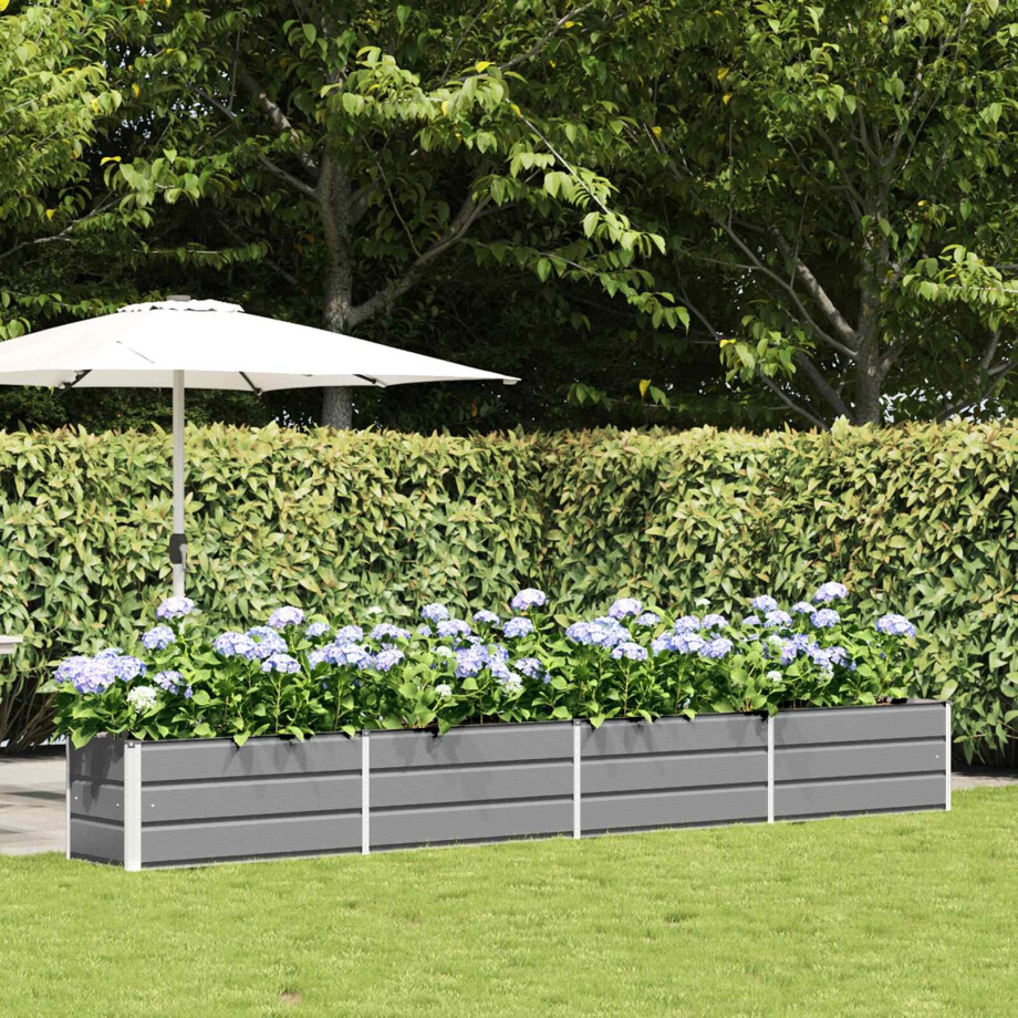 vidaXL Plantenbak Lichtgrijs 385 x 50 x 45 cm Gegalvaniseerd staal afbeelding 1