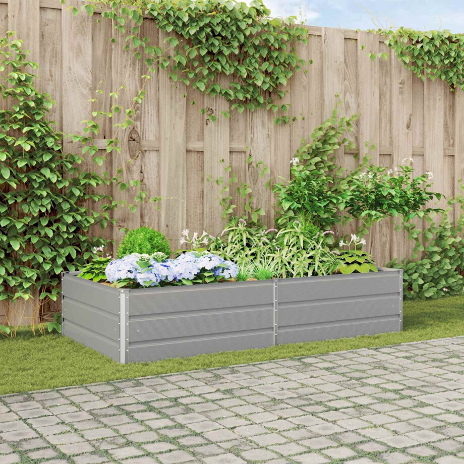 vidaXL Plantenbak Lichtgrijs 195 x 100 x 45 cm Gegalvaniseerd staal afbeelding 1
