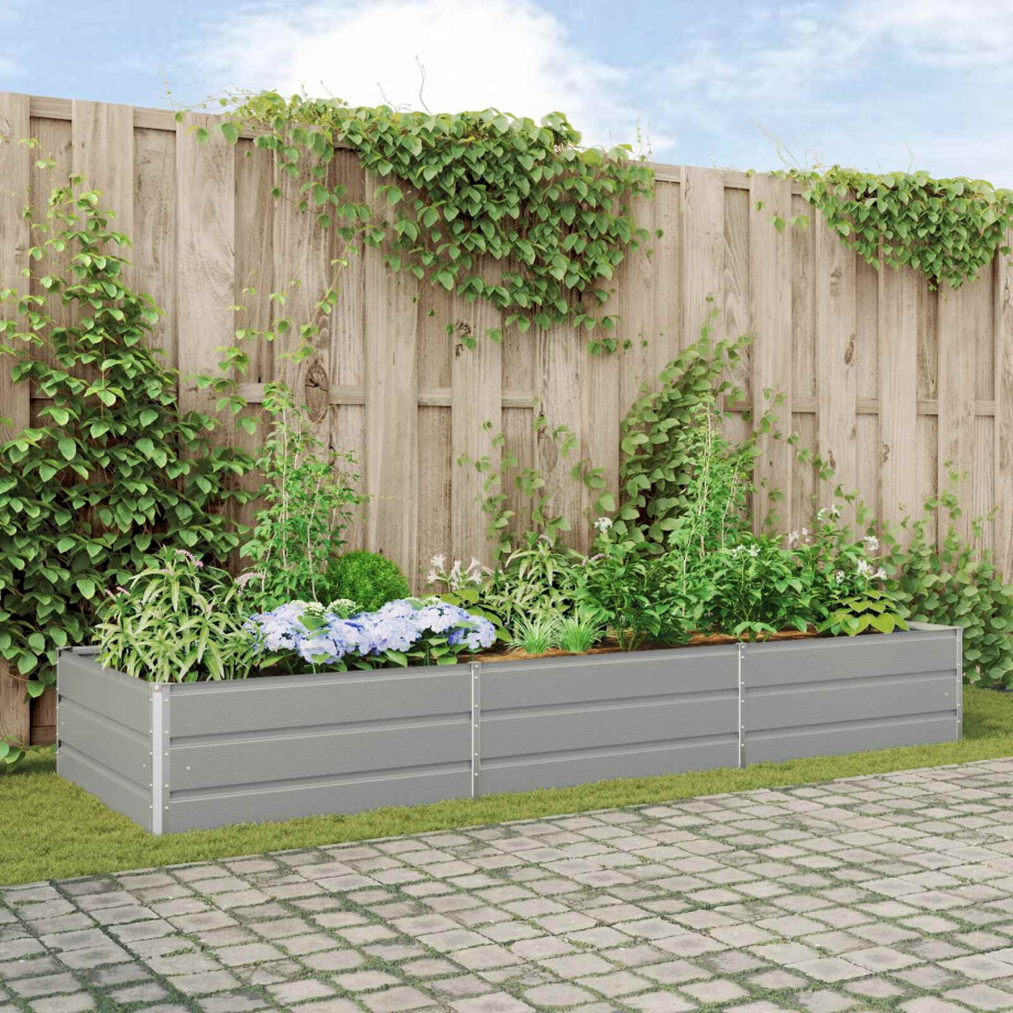 vidaXL Plantenbak Lichtgrijs 290 x 100 x 45 cm Gegalvaniseerd staal afbeelding 1