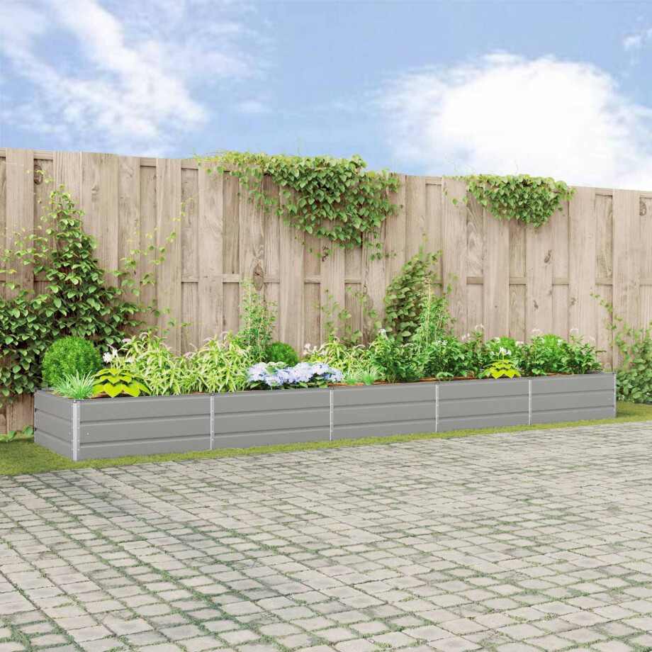 vidaXL Plantenbak Lichtgrijs 480 x 100 x 45 cm Gegalvaniseerd staal afbeelding 1