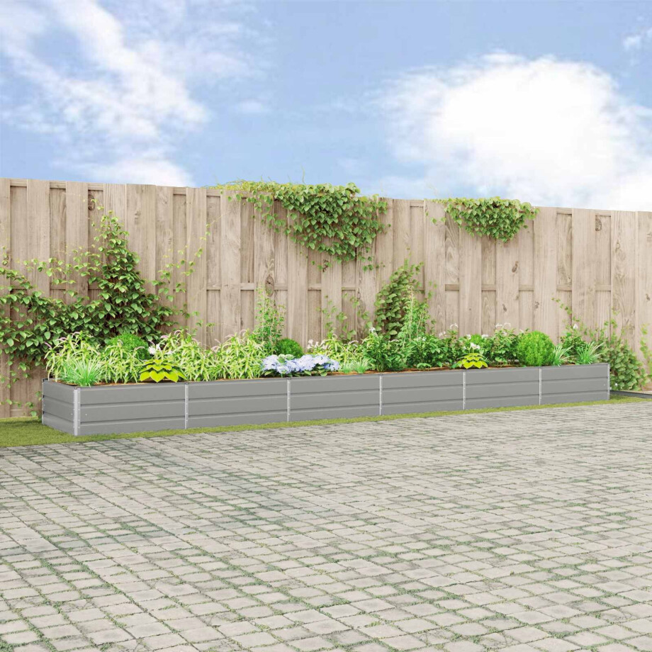 vidaXL Plantenbak Lichtgrijs 580 x 100 x 45 cm Gegalvaniseerd staal afbeelding 1