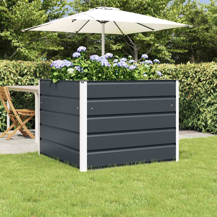 vidaXL Plantenbak Antraciet 100 x 100 x 75 cm Staal afbeelding 1