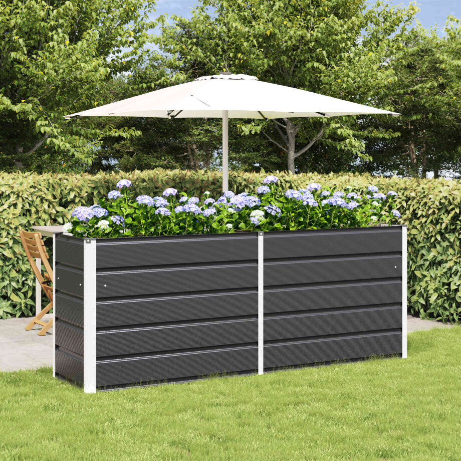 vidaXL Plantenbak Antraciet 195 x 50 x 75 cm Gegalvaniseerd staal afbeelding 1