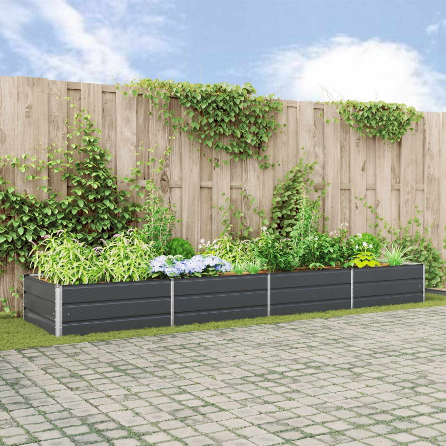 vidaXL Plantenbak Antraciet 385 x 100 x 45 cm Gegalvaniseerd staal afbeelding 1