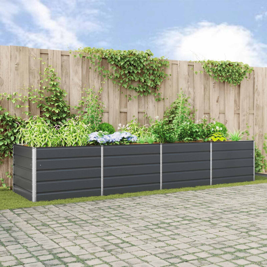 vidaXL Plantenbak Antraciet 385 x 100 x 75 cm Gegalvaniseerd staal afbeelding 1