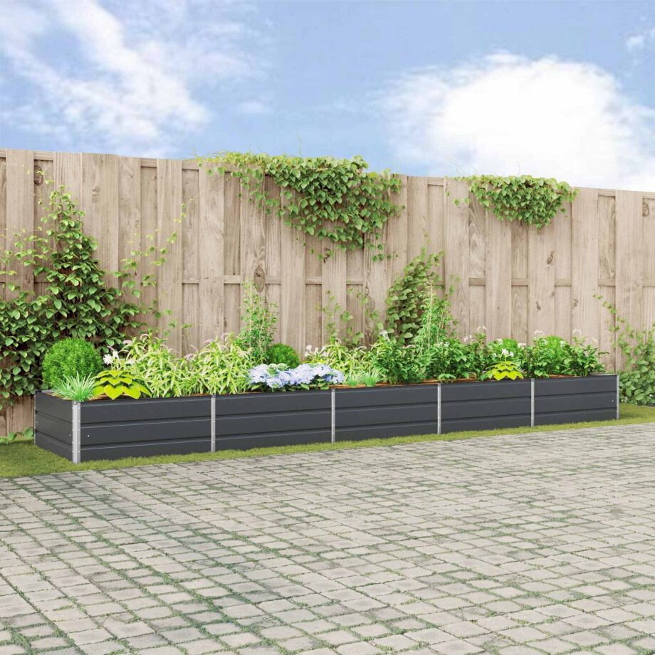 vidaXL Plantenbak Antraciet 480 x 100 x 45 cm Gegalvaniseerd staal afbeelding 1