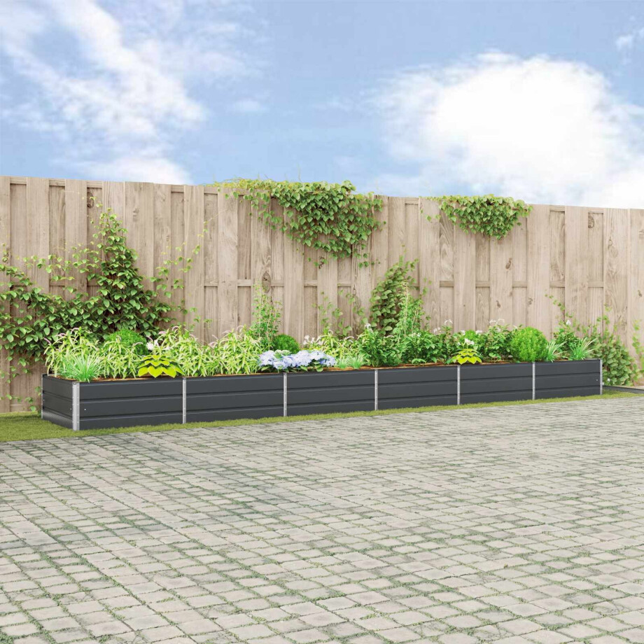 vidaXL Plantenbak Antraciet 580 x 100 x 45 cm Gegalvaniseerd staal afbeelding 1