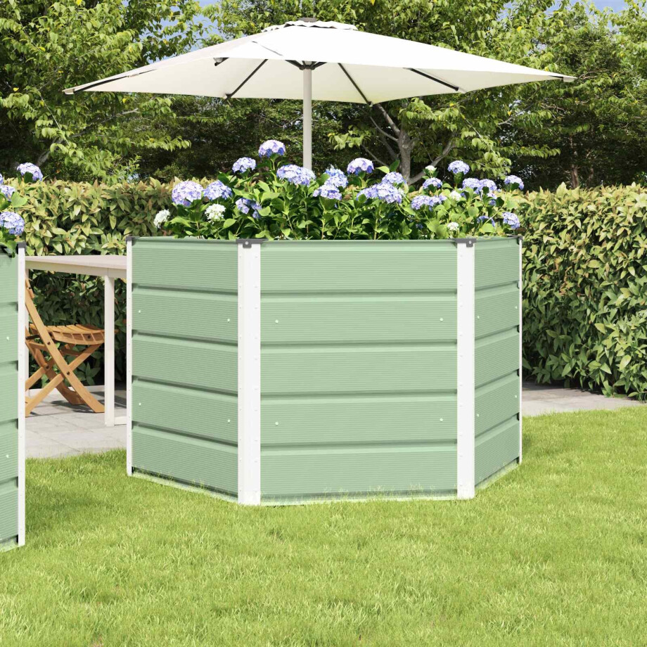 vidaXL Plantenbak Pastel Groen 129 x 129 x 75 cm Staal afbeelding 1