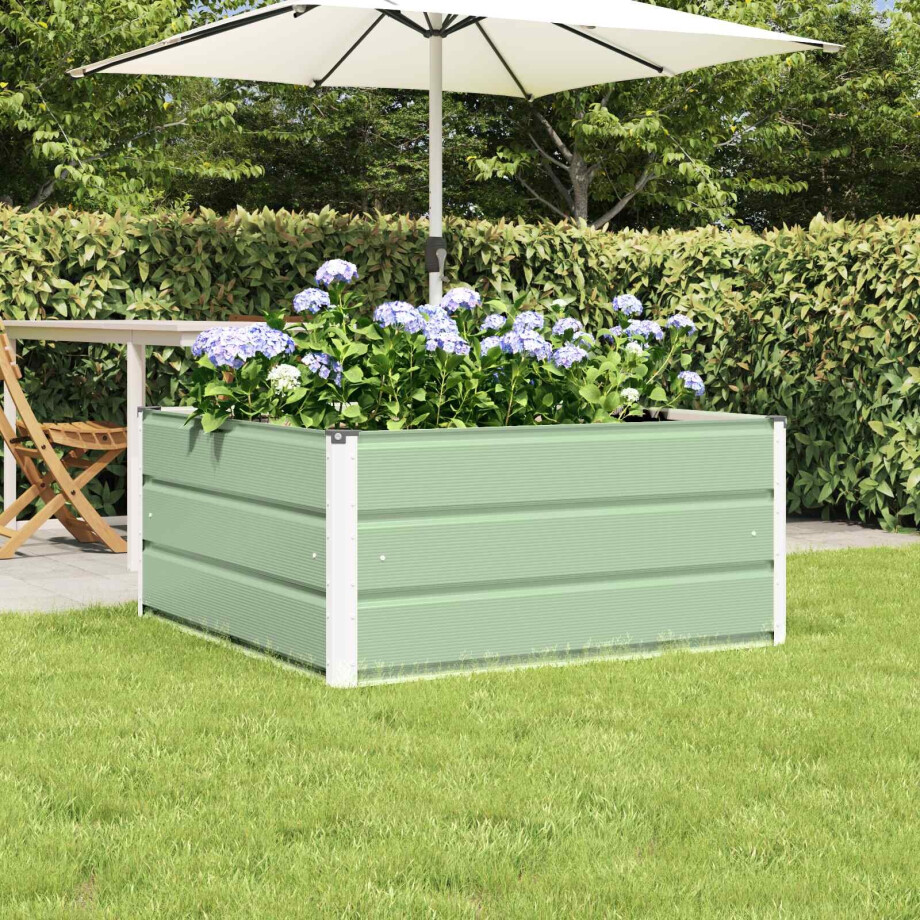 vidaXL Plantenbak Pastelgroen 100 x 100 x 45 cm Staal afbeelding 1