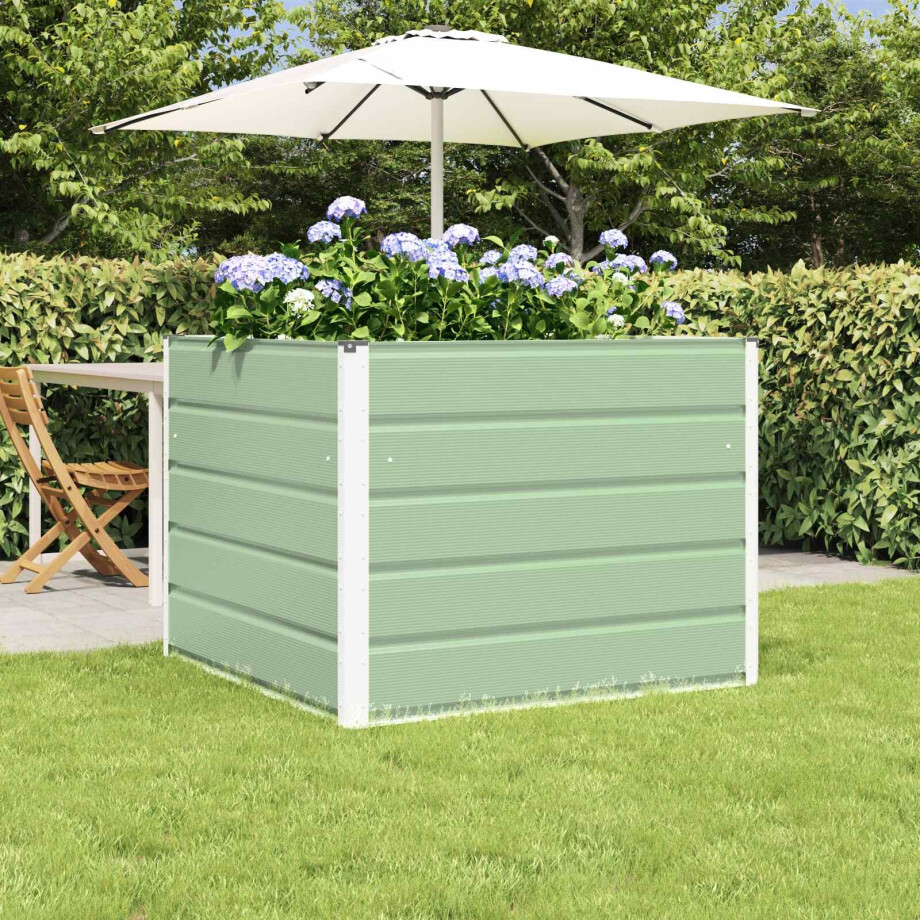 vidaXL Plantenbak Pastelgroen 100 x 100 x 75 cm Staal afbeelding 1