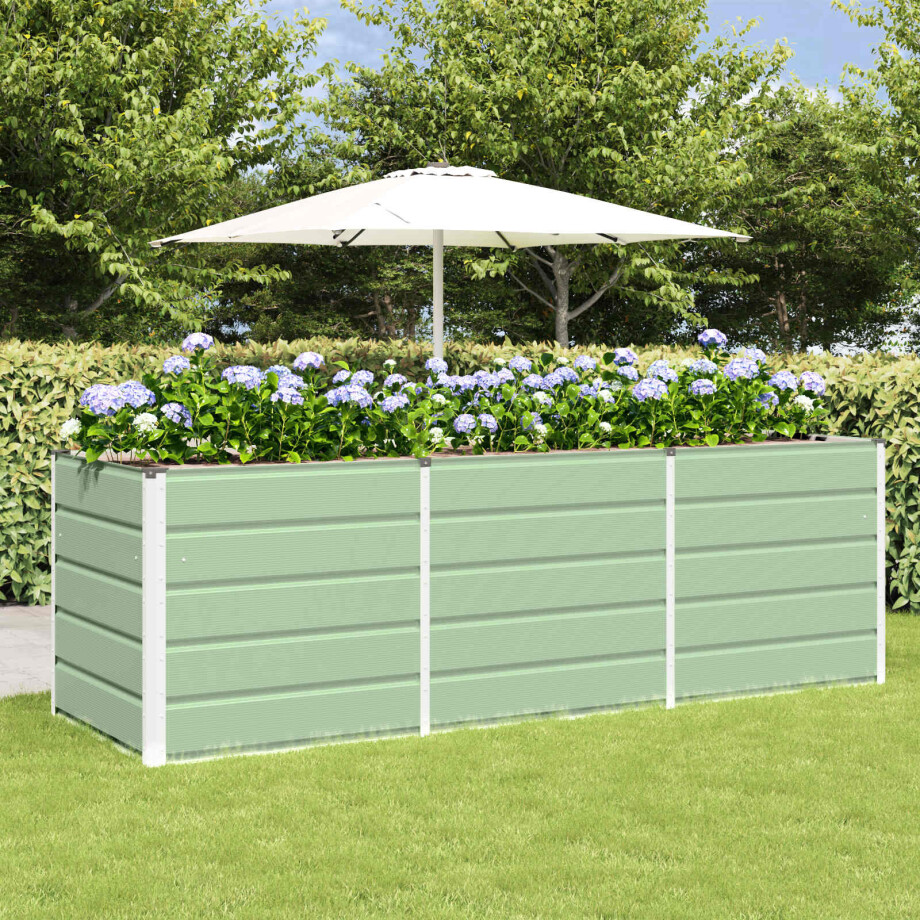 vidaXL Plantenbak Groen 240 x 80 x 75 cm Staal afbeelding 1