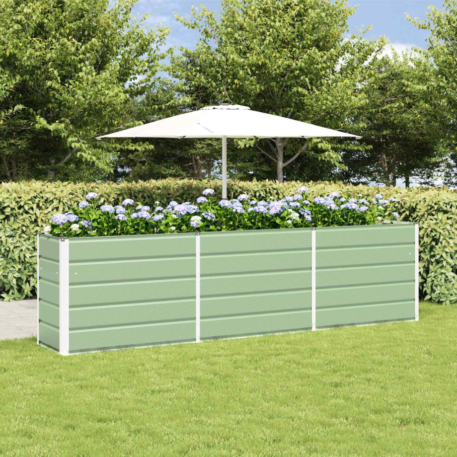 vidaXL Plantenbak Pastelgroen 290 x 90 x 77 cm Gegalvaniseerd staal afbeelding 1