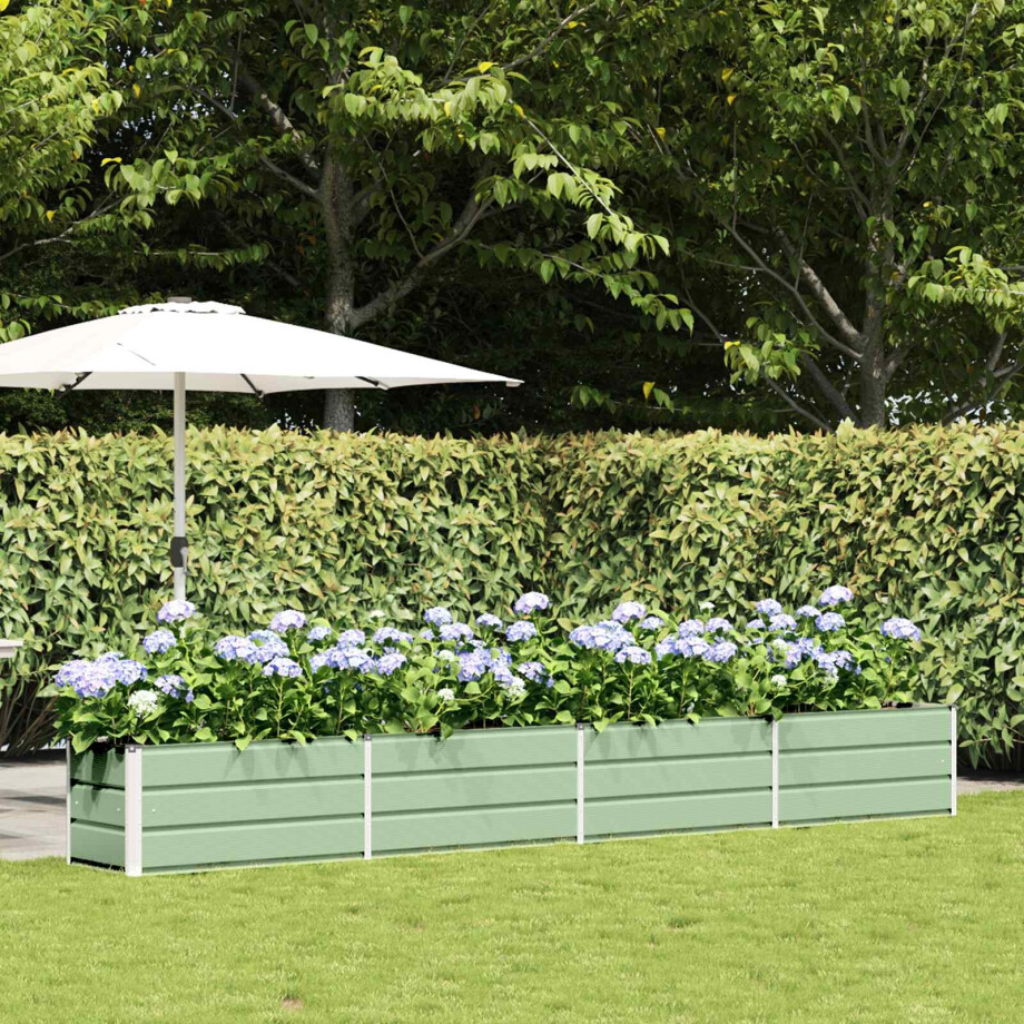 vidaXL Plantenbak Pastelgroen 385 x 50 x 45 cm Gegalvaniseerd staal afbeelding 1
