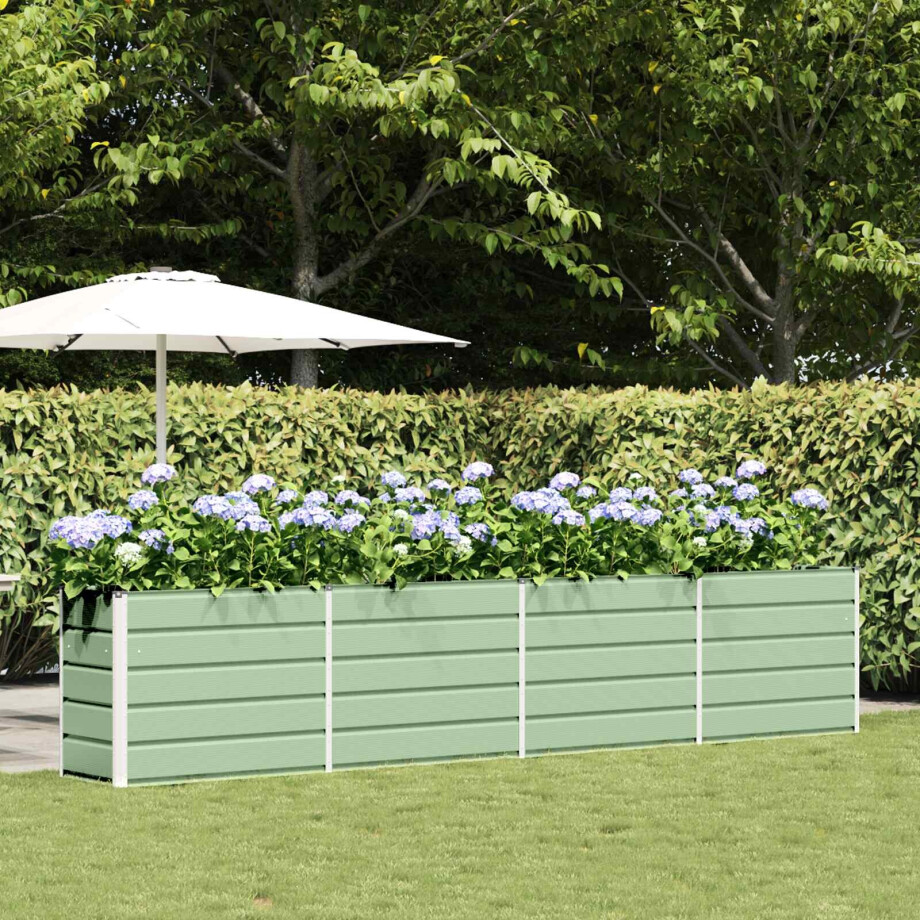 vidaXL Plantenbak Pastelgroen 385 x 50 x 77 cm Gegalvaniseerd staal afbeelding 1