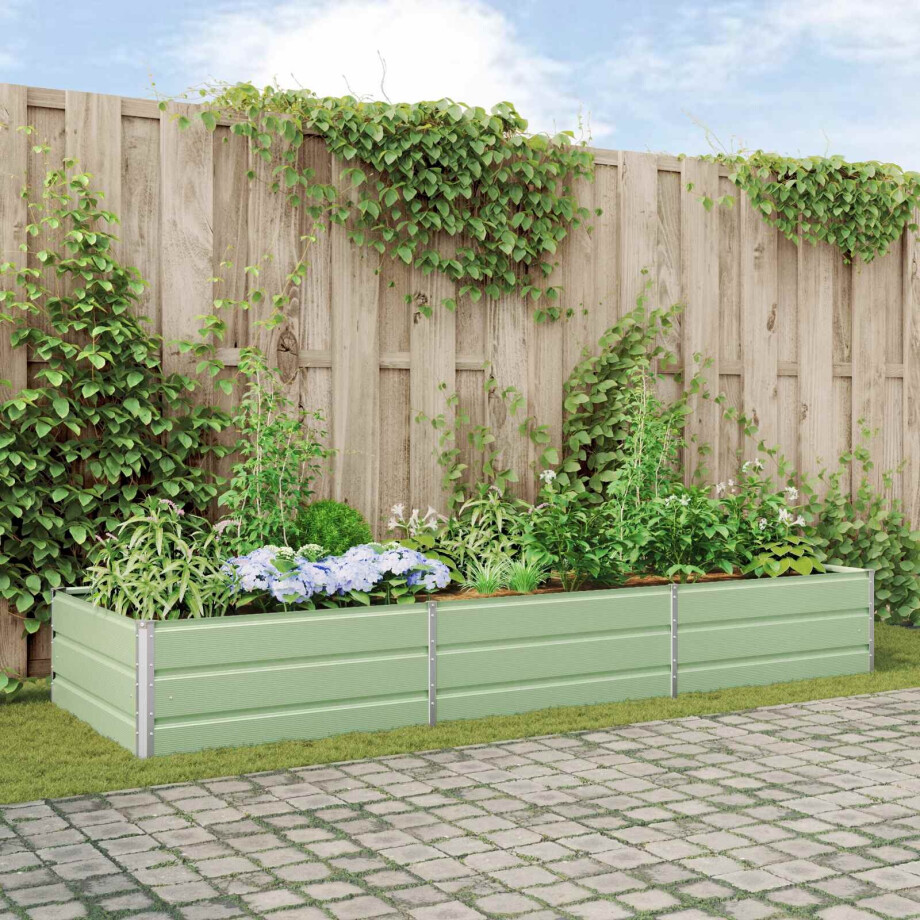 vidaXL Plantenbak Pastelgroen 290 x 100 x 45 cm Gegalvaniseerd staal afbeelding 1