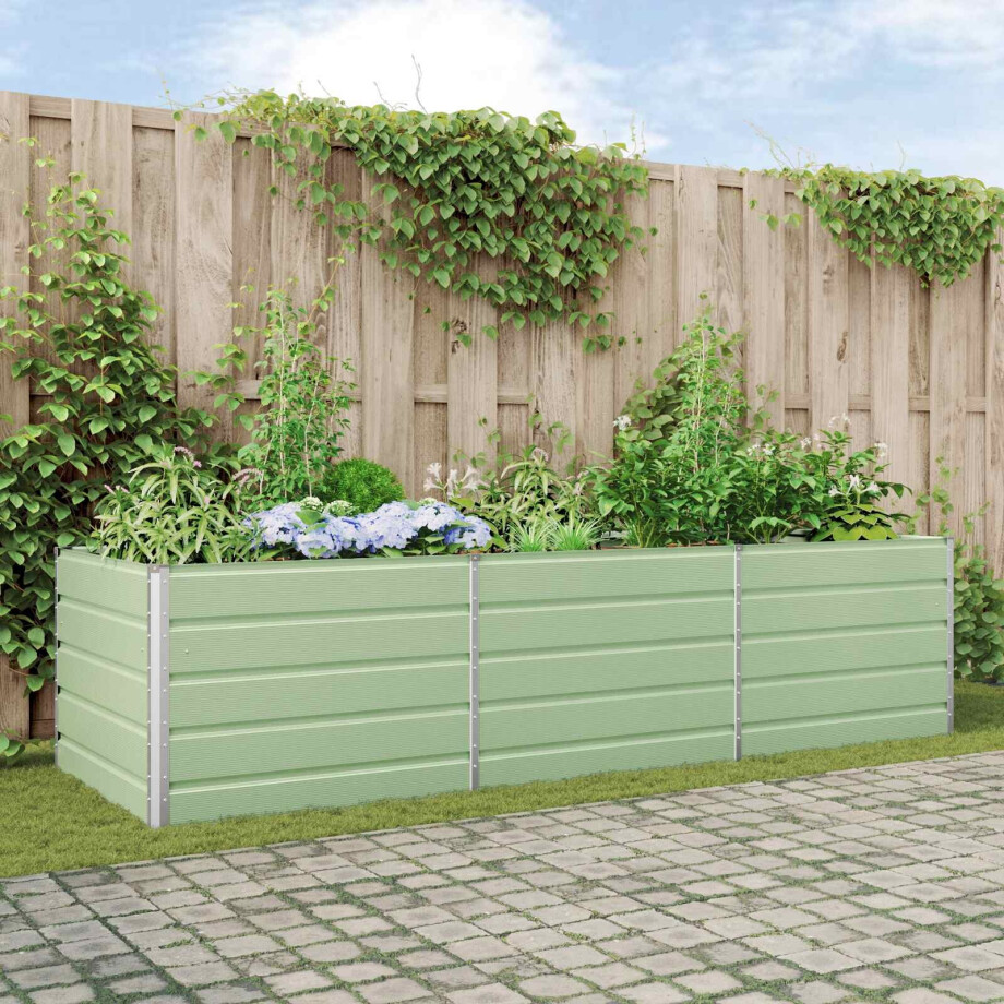 vidaXL Plantenbak Pastelgroen 290 x 100 x 75 cm Gegalvaniseerd staal afbeelding 1