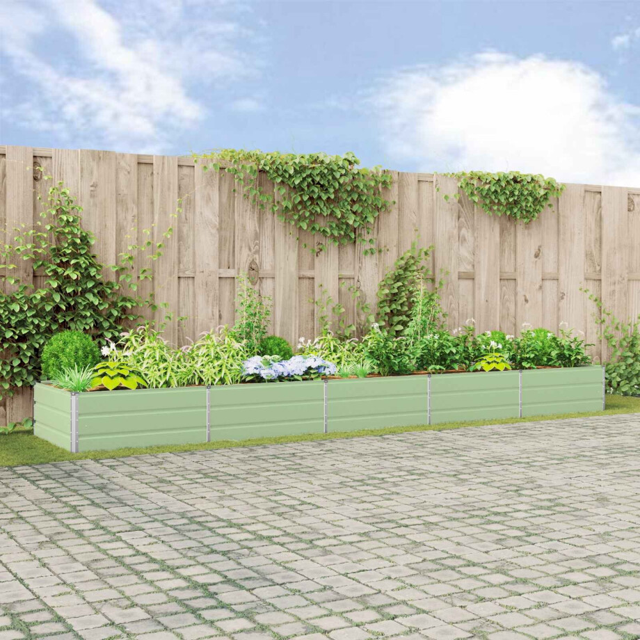 vidaXL Plantenbak Pastelgroen 480 x 100 x 45 cm Gegalvaniseerd staal afbeelding 1