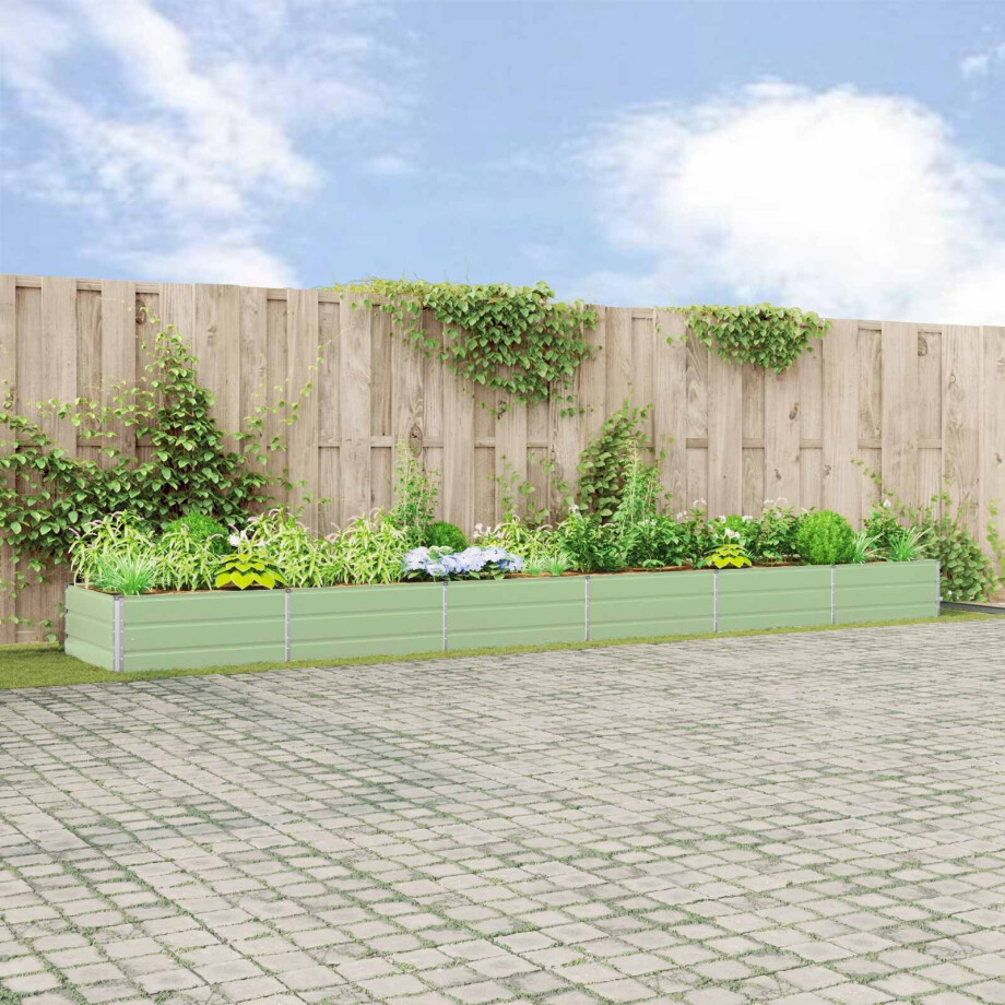 vidaXL Plantenbak Pastelgroen 580 x 100 x 45 cm Gegalvaniseerd staal afbeelding 1