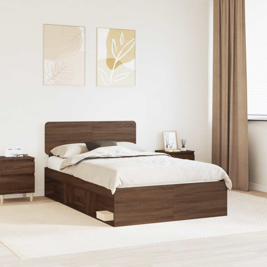 vidaXL Bedframe Bruin Eiken 120 x 200 cm Massief grenenhout afbeelding 1