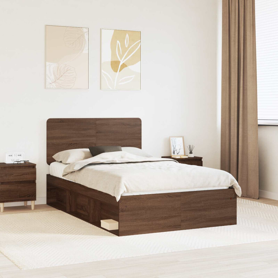 vidaXL Bedframe Bruin Eiken 120 x 190 cm Massief grenenhout afbeelding 1