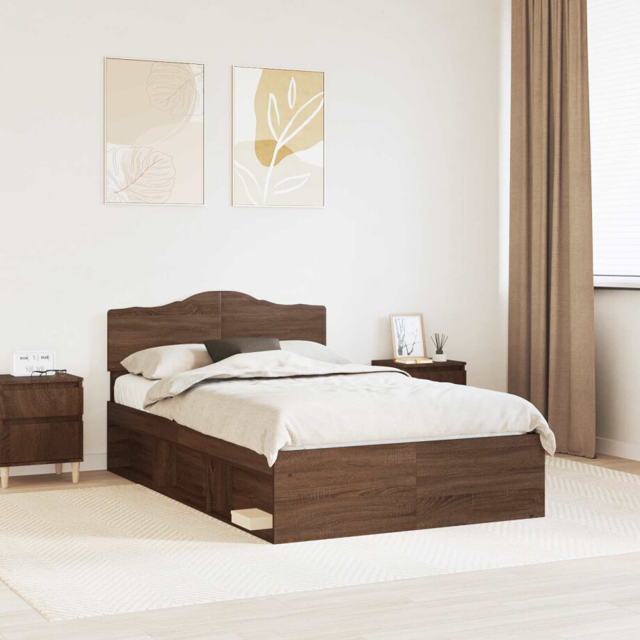vidaXL Bedframe Bruin Eiken 120 x 190 cm Massief grenenhout afbeelding 1