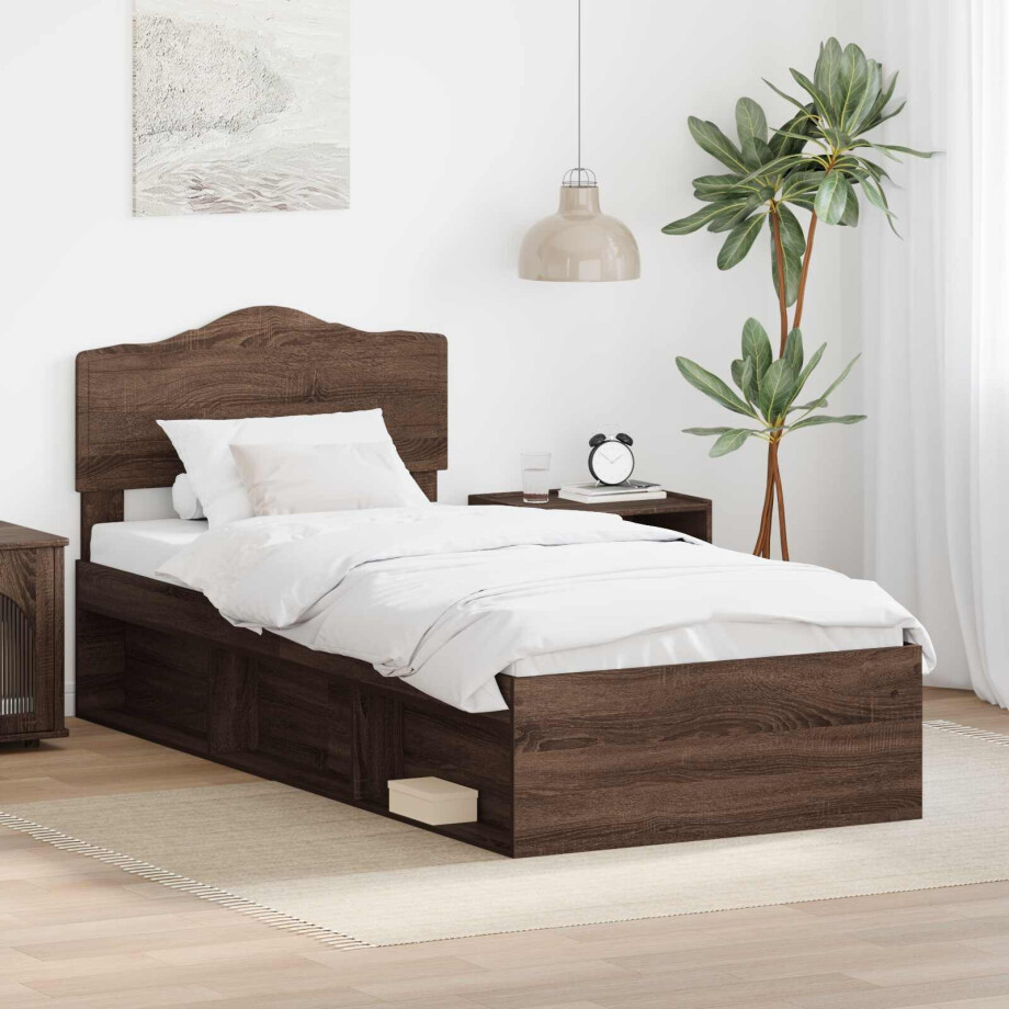 vidaXL Bedframe Bruin Eiken 75 x 190 cm Massief grenenhout afbeelding 1