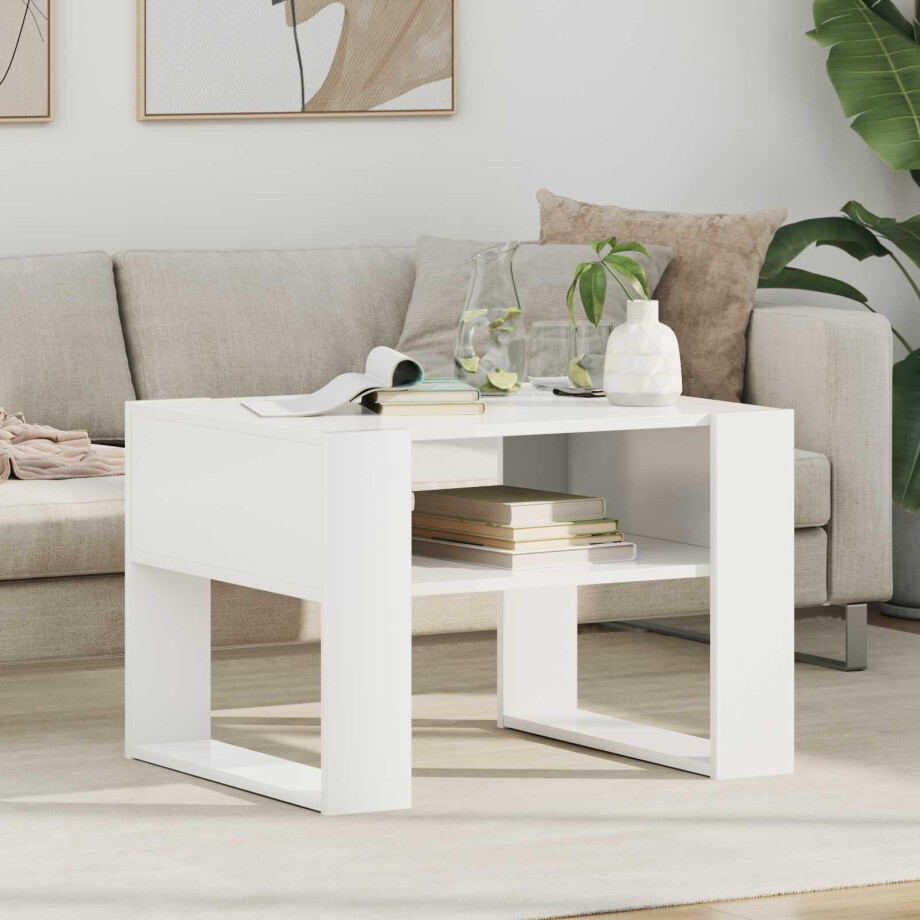vidaXL Salontafel met opslag Wit 66 x 53 x 45 cm Bewerkt hout afbeelding 1