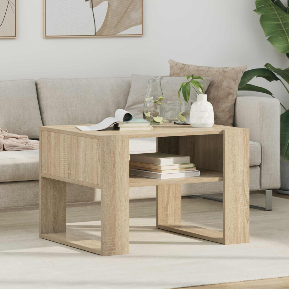 vidaXL Salontafel met opslag Sonoma Eiken 66 x 53 x 45 cm Bewerkt hout afbeelding 1