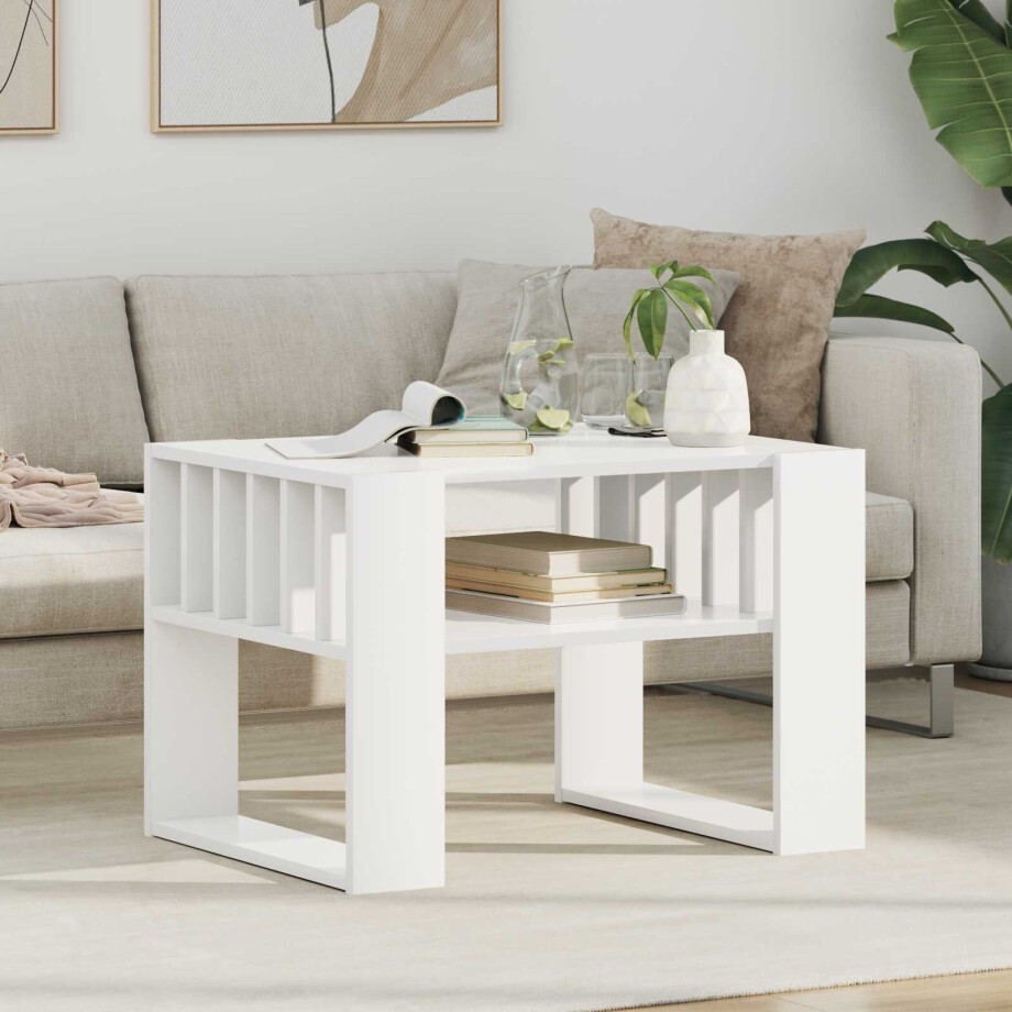 vidaXL Salontafel Wit 66 x 49,5 x 45 cm Bewerkt hout afbeelding 1