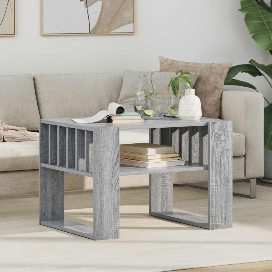 vidaXL Salontafel Grijs Sonoma 66 x 49,5 x 45 cm Bewerkt hout afbeelding 1