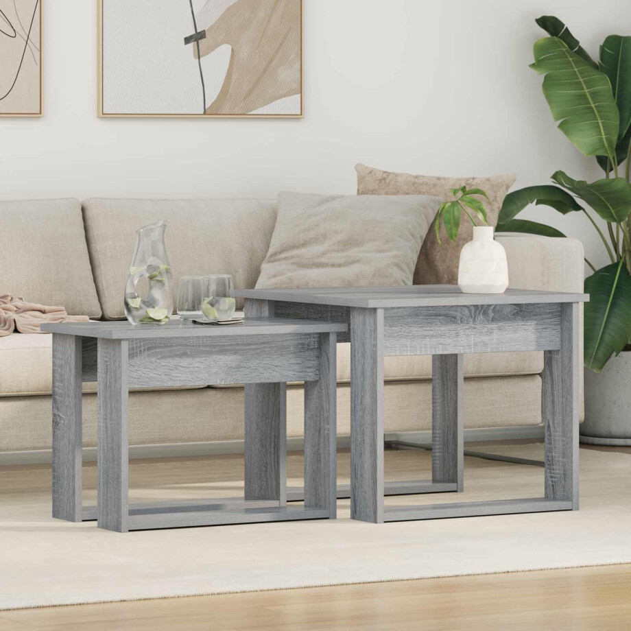 vidaXL Koffietafel Set 2 pcs Grijs Sonoma Bewerkt hout afbeelding 1