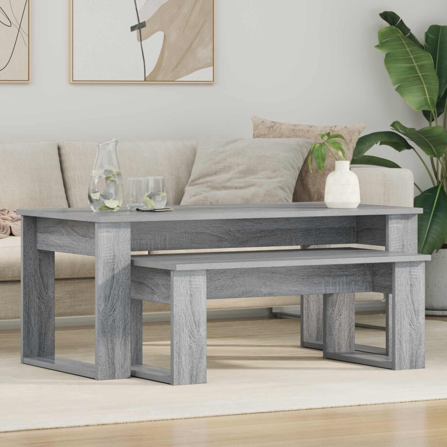 vidaXL Koffietafel Set 2 pcs Grijs Sonoma Bewerkt hout afbeelding 1