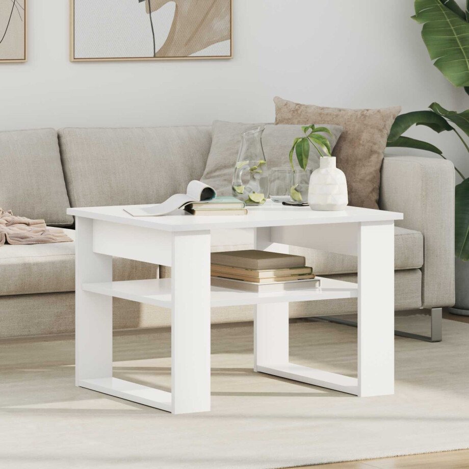 vidaXL Salontafel met opslag Wit 64 x 54 x 44 cm Bewerkt hout afbeelding 1