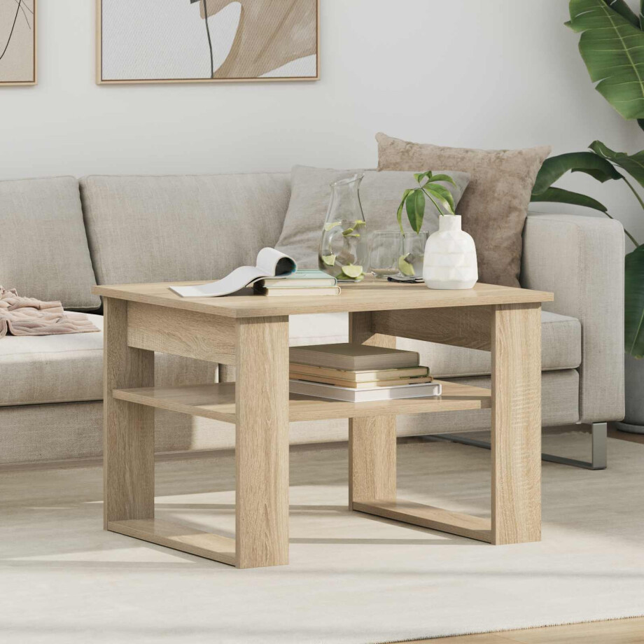 vidaXL Salontafel met opslag Sonoma Eiken 64 x 54 x 44 cm Bewerkt hout afbeelding 1