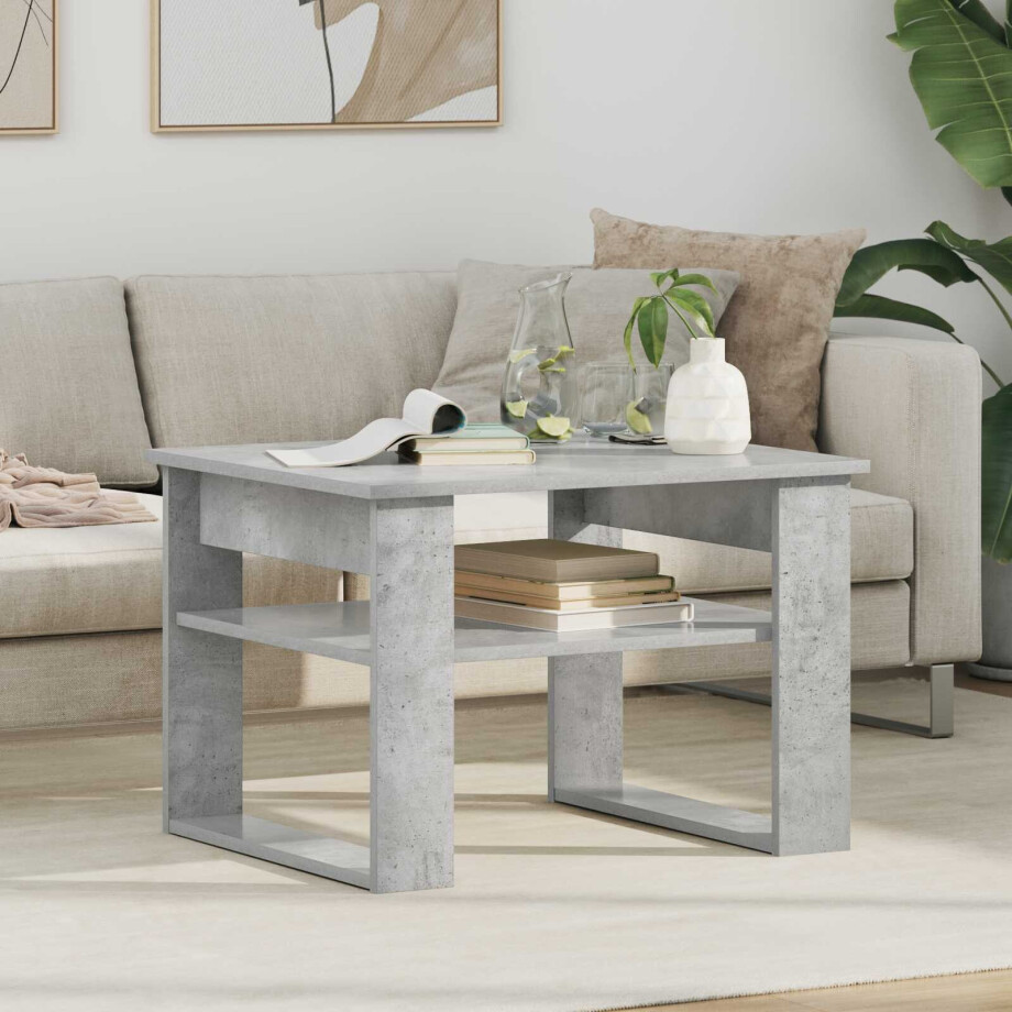 vidaXL Salontafel met opslag Beton Grijs 64 x 54 x 44 cm Bewerkt hout afbeelding 1