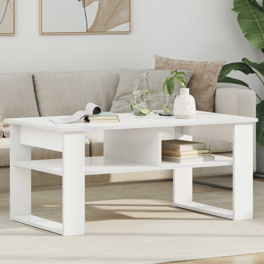 vidaXL Salontafel met opslag Wit 96 x 54 x 44 cm Bewerkt hout afbeelding 1