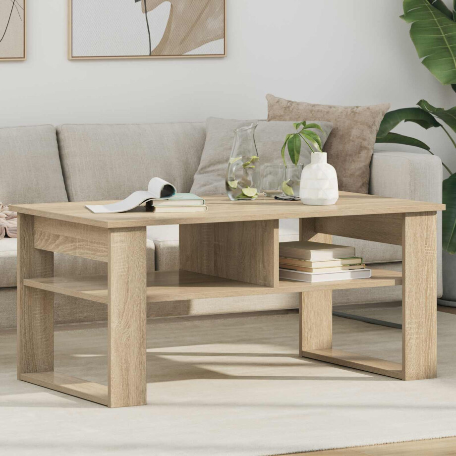 vidaXL Salontafel met opslag Sonoma Eiken 96 x 54 x 44 cm Bewerkt hout afbeelding 1