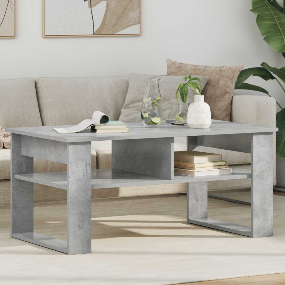 vidaXL Salontafel met opslag Beton Grijs 96 x 54 x 44 cm Bewerkt hout afbeelding 1
