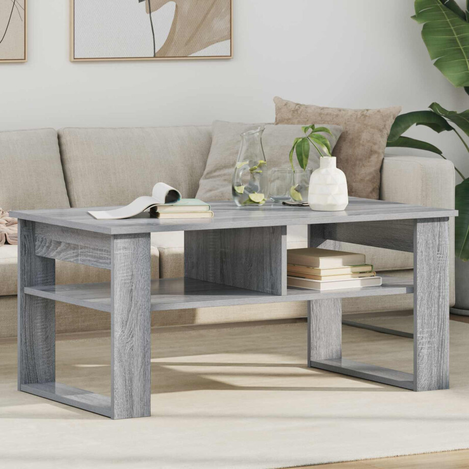 vidaXL Salontafel met opslag Grijs Sonoma 96 x 54 x 44 cm Bewerkt hout afbeelding 1
