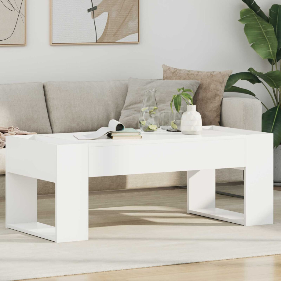 vidaXL Salontafel Wit 110 x 50 x 41 cm Bewerkt hout afbeelding 1