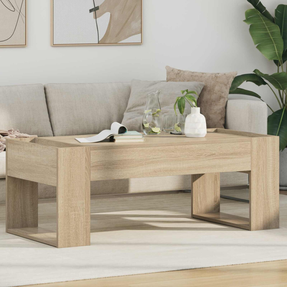 vidaXL Salontafel Sonoma Eiken 110 x 50 x 41 cm Bewerkt hout afbeelding 1