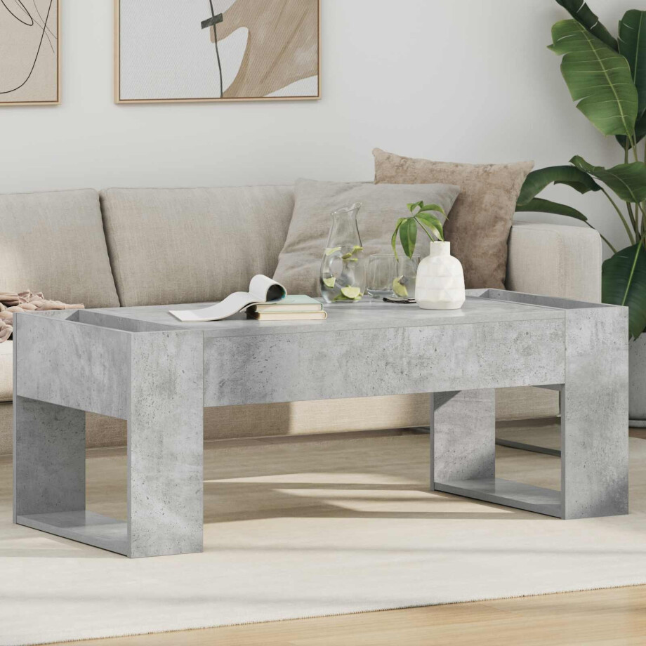 vidaXL Salontafel Beton Grijs 110 x 50 x 41 cm Bewerkt hout afbeelding 1