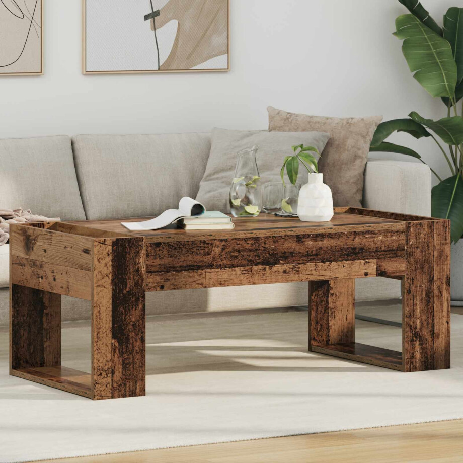 vidaXL Salontafel Oudhout 110 x 50 x 41 cm Bewerkt hout afbeelding 1