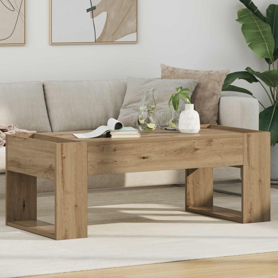 vidaXL Salontafel Artisan Eiken 110 x 50 x 41 cm Bewerkt hout afbeelding 1