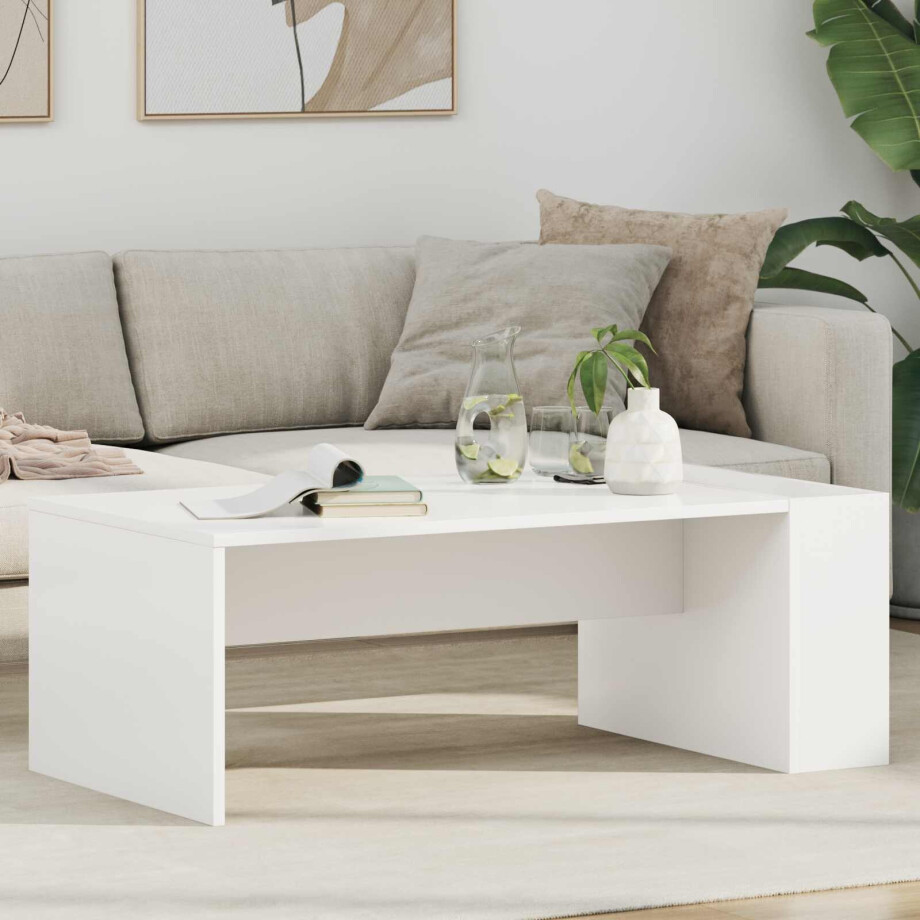 vidaXL Salontafel Wit 95 x 50 x 34 cm Bewerkt hout afbeelding 1