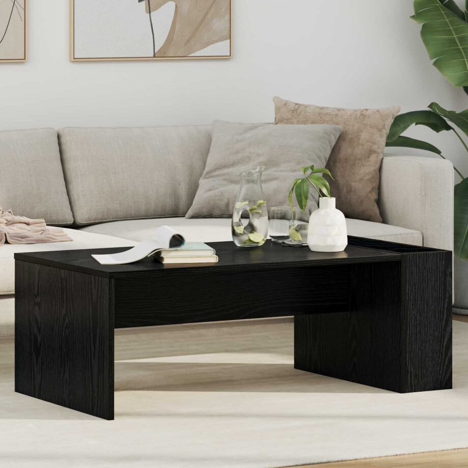 vidaXL Salontafel Zwart Eiken 95 x 50 x 34 cm Bewerkt hout afbeelding 1
