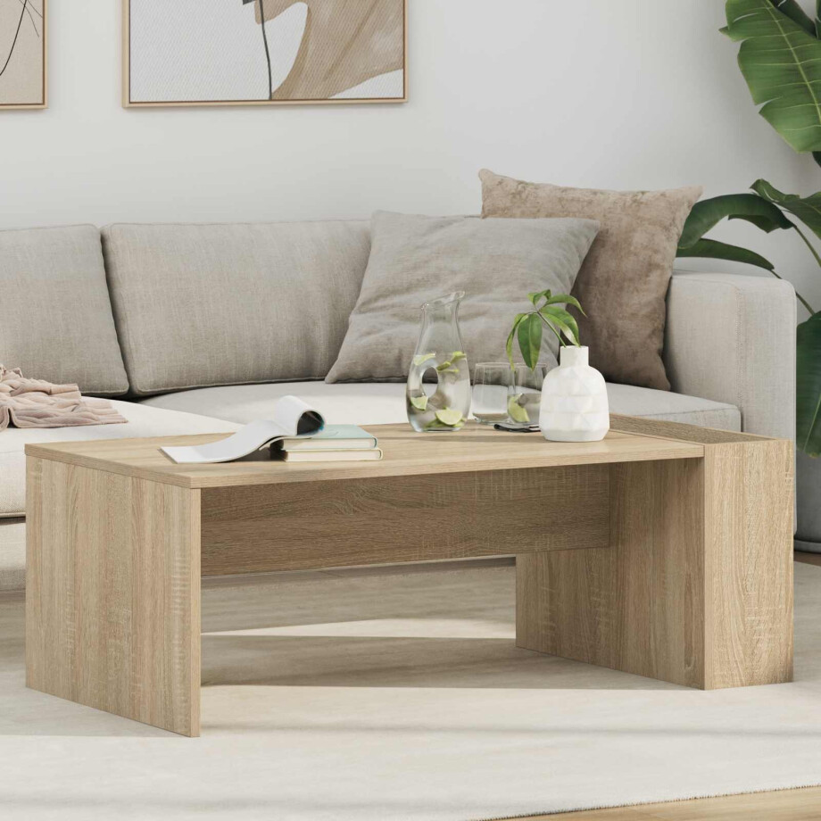 vidaXL Salontafel Sonoma Eiken 95 x 50 x 34 cm Bewerkt hout afbeelding 1