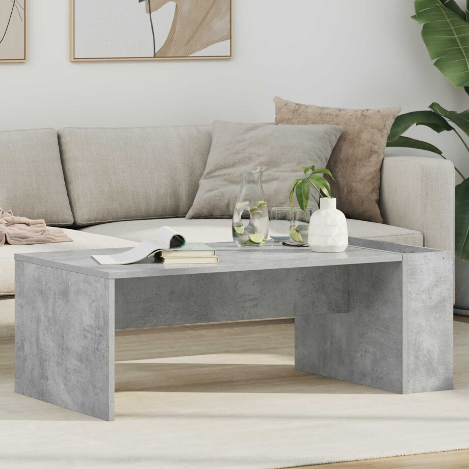 vidaXL Salontafel Beton Grijs 95 x 50 x 34 cm Bewerkt hout afbeelding 1